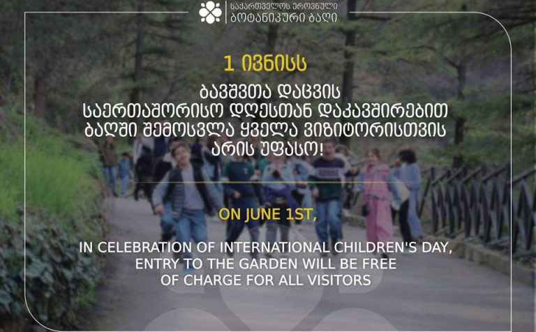 ეროვნულ ბოტანიკურ ბაღში პირველ ივნისს ბავშვთა გასართობი ღონისძიება გაიმართება